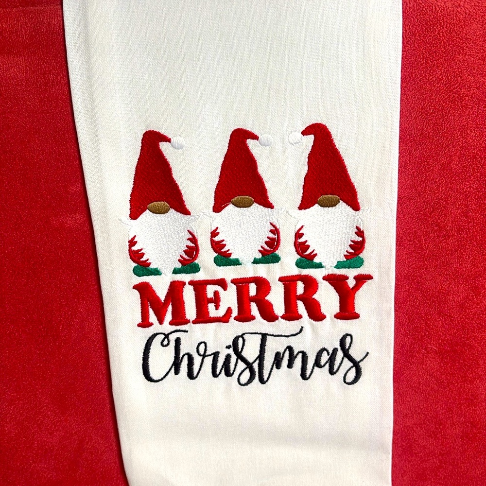 Merry Christmas Gnome Embroidered Hand Towel